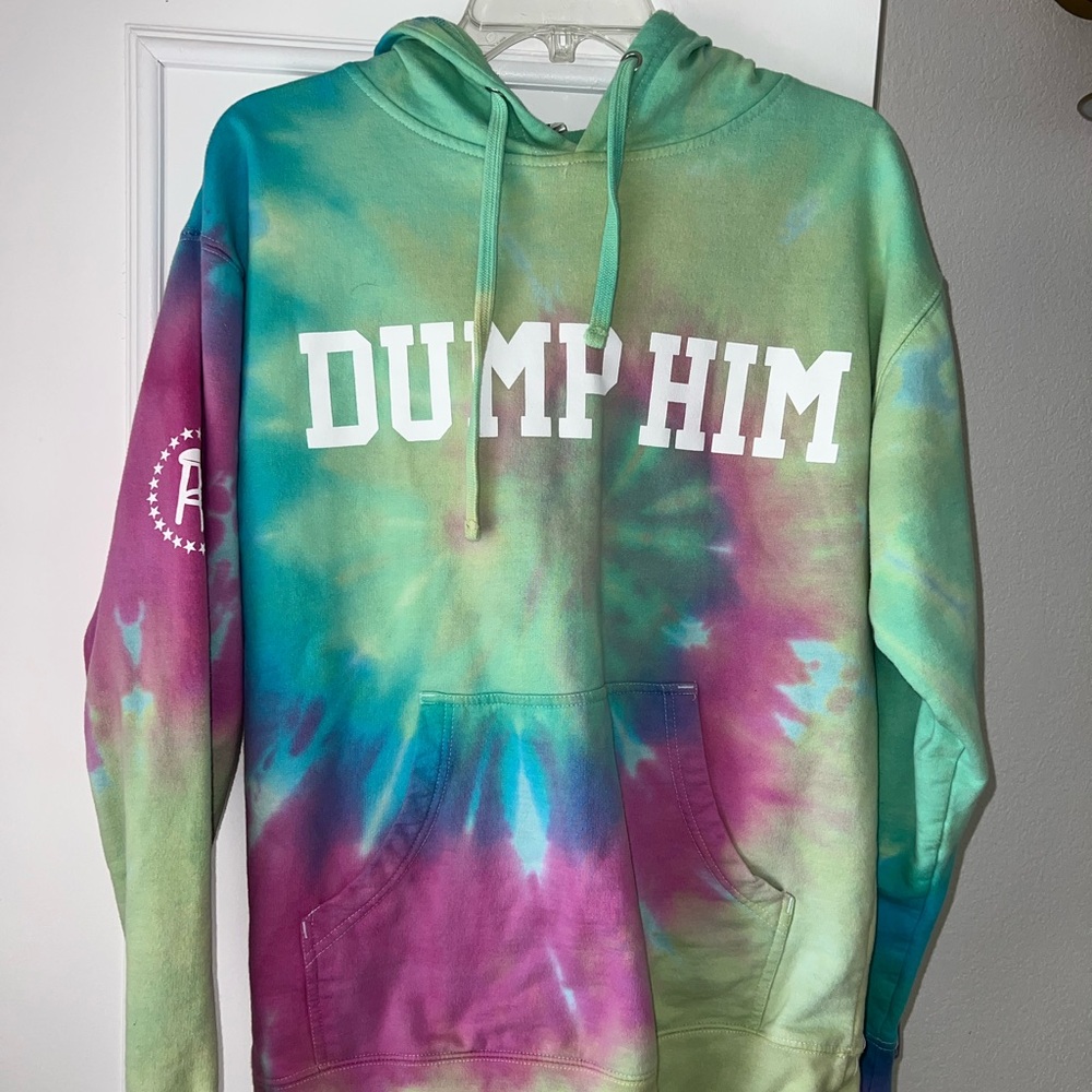 Tie-Dye Hoodie with 'DUMP HIM' Print